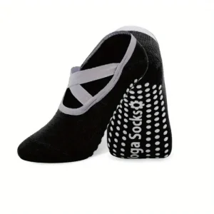 Chaussettes Antidérapantes Femme Yoga Noir