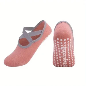 Chaussettes Antidérapantes Femme Yoga Rose