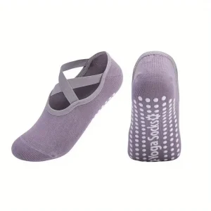 Chaussettes Antidérapantes Femme Yoga Mauve