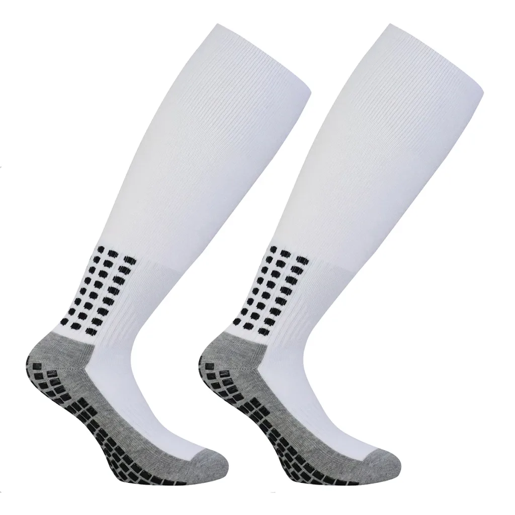 Chaussettes Football Antidérapantes Hautes Blanc