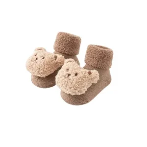 Chaussette Antidérapantes Bébé Ourson Khaki