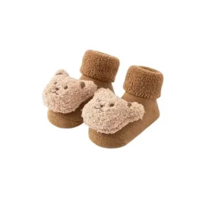 Chaussette Antidérapantes Bébé Ourson Café