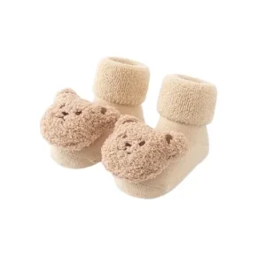 Chaussette Antidérapantes Bébé Ourson Beige