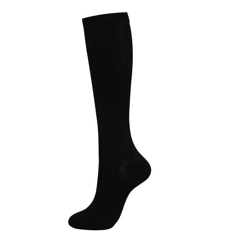 Chaussette de compression sport noire à maille côtelée