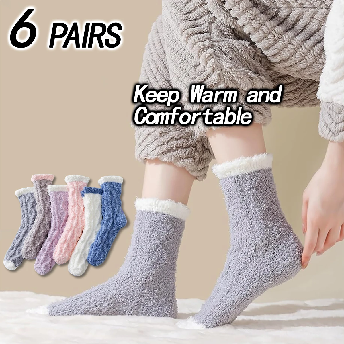 Chaussettes Polaires Douillettes — Lot de 6 ou 12 Paires – Image 2