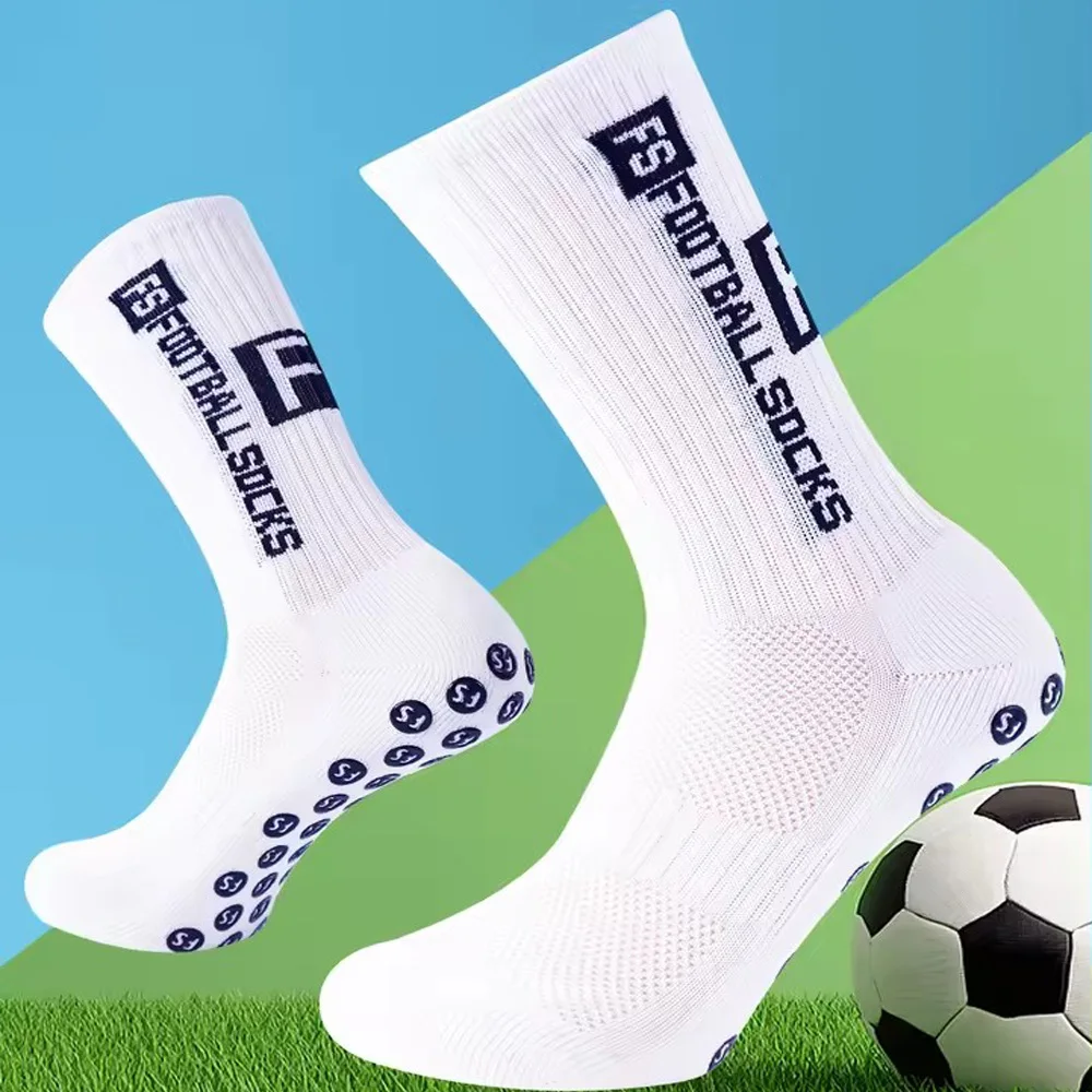 Chaussettes de Foot Antidérapantes — Lot de 3 Paires Blanches